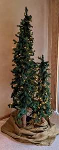 lot 24 image: Trio of Faux Light Up Pine Trees
