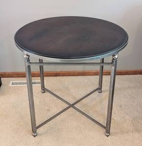 lot 8 image: Round Milling Road Italian Wood and Metal Side Table