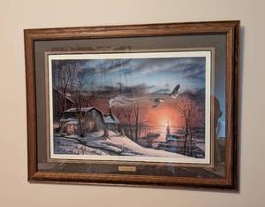 lot 31 image: Framed Terry Redlin the Sharing Season Print