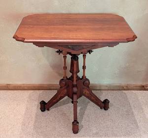lot 12 image: Vintage Eastlake Carved Wood Parlor Table