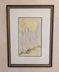 lot 45 image: Framed Watercolor Tree Painting by Ruth Springer