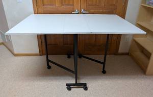lot 73 image: White Drop Leaf Work Table