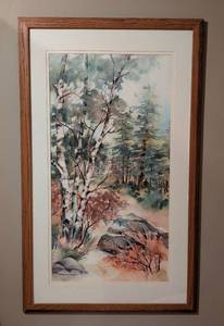 lot 70 image: Framed Landscape Watercolor Print by Sharon McKisson