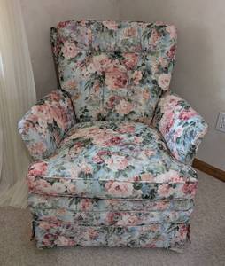 lot 51 image: Floral Print Upholstered Armchair