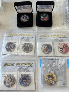 lot 51 image: Elvis Presley Colorized Quarters and Half Dollars