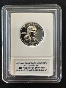 lot 57 image: 2010 Native American Dollar .999 Fine Silver Enriched
