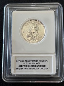 lot 58 image: 2010 Native American Dollar .999 Fine Silver Enriched