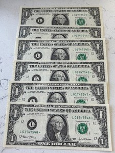 2003 Green Seal $1 Dollar Federal Reserve Star Notes Consecutive Uncirculated