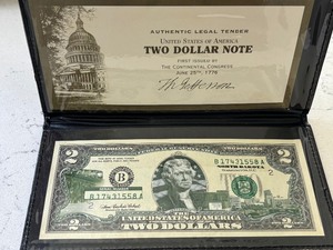 lot 23 image: 2003 A Green Seal $2 Dollar North Dakota Note