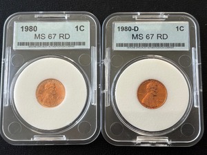 lot 45 image: 1980 Graded Lincoln Cents