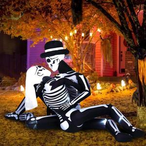 lot 15 image: 8.5 FT Giant Halloween Inflatables Cuddling Skeleton Couple