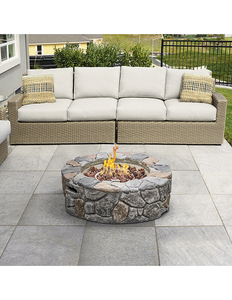 Teamson Home 28" Outdoor Round Stone Propane Gas Fire Pit