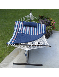 lot 43 image: Algoma Rope Hammock, Stand, Pad and Pillow Combination