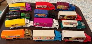 lot 115P image: Lot of 12 Hot Wheels Branded Hauler Semi Trucks