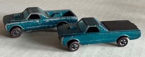 lot 59H image: Set of 2 Vintage 1967 Hot Wheels Redline Custom Fleetside Trucks