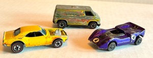lot 69HW image: Set of 3 Vintage Hot Wheels Redline Diecast Cars Super Van, Heavy Chevy, McLaren