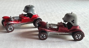 lot 36HW image: Pair of 1969 Hot Wheels Redline Red Baron Diecast Cars