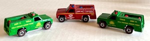 lot 47H image: Vintage Hot Wheels Redlines Ranger Rig and Emergency Unit Trucks Lot