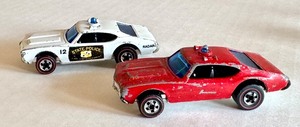 lot 48HW image: Pair of Vintage Hot Wheels Redlines Police Cruiser and Emergency Squad Cars