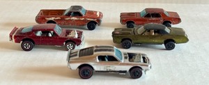 lot 72HW image: Lot of 5 Vintage Hot Wheels Redline Cars Including Custom Cougar, King Kuda, Fleetside and Boss Hoss