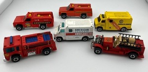 lot 16N image: Set of 6 Hot Wheels Emergency Vehicles Including Fire Trucks and Ambulances