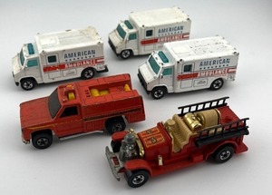 lot 19N image: Lot of 5 Vintage Hot Wheels Emergency Vehicles