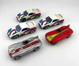 lot 25N image: Set of 5 Hot Wheels Cars Jaguar D-Type and Midnight Racer Models