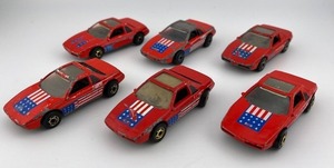 lot 30N image: Lot of 8 Hot Wheels Diecast Cars - Red American Flag and Green Glitter Variants