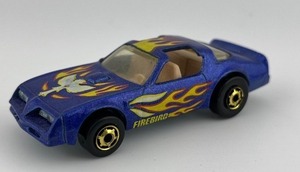 lot 33N image: Hot Wheels Firebird Die-Cast Toy Car Blue with Flame Graphics