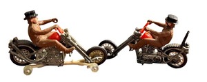 lot 45C image: Pair of Vintage Hot Wheels Rrrumbles Mean Machine Motorcycles