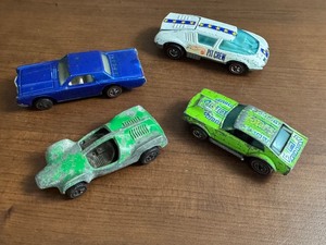 lot 94HW image: Set of 4 Vintage Hot Wheels Redlines Cars - Mighty Maverick, Custom Continental Mark III, Double Vision, Pit Crew