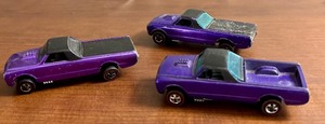 lot 96HW image: Set of 3 Vintage Hot Wheels Redline Custom Fleetside Diecast Cars