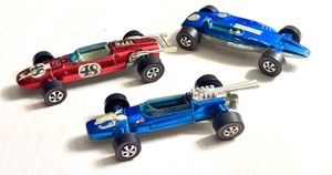 lot 119 image: Set of 3 Vintage Redlines Hot Wheels Cars Brabham Repco F1, Indy Eagle, Shelby Turbine