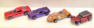 lot 157A image: Set of 4 Vintage Redline Hot Wheels Cars AMX2, Twin Mill, The Demon, Torino Stocker