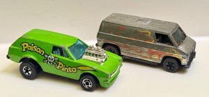 lot 159A image: Vintage Hot Wheels Poison Pinto and Red Lines Super Van Diecast Cars