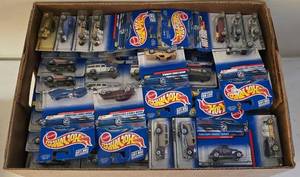 lot 27K image: LR - Box of Hot Wheels Diecast Cars in Original Packaging