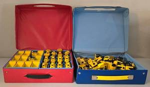 lot 33K image: LR - Matchbox and Tara Toy 48-Car Cases with Construction Hot Wheels Collection