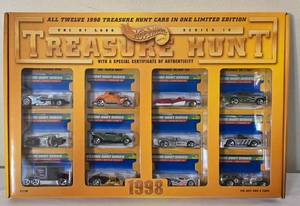 lot 46K image: LR - 1998 Hot Wheels Treasure Hunt Series IV Limited Edition Set of 12 Cars in Box