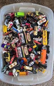 lot 57K image: LR - Large Collection of Matchbox Diecast Cars in Storage Bin