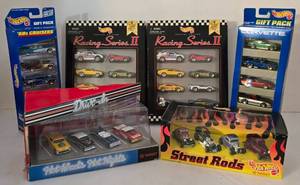 lot 64K image: LR - Hot Wheels Collector Sets Including Street Rods, Hot Nights, Racing Series II, and More