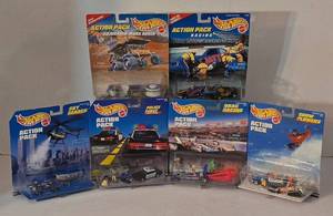 lot 75K image: LR - Collection of 6 Hot Wheels Action Pack Sets - Assorted Themes