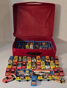 lot 81K image: LR - Collection of Numbered Stock Car Diecast Cars with Logos in 10 x 13 Carrying Case
