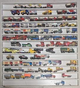lot 115K image: DR - Collection of 59 Die-Cast Toy Trucks and Cars with Display Case