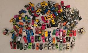 lot 125K image: DR - Collection of Mini Die-Cast Cars, Trucks, and Planes in Storage Tin