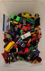 lot 129K image: DR - Bin of Used Hot Wheels and Assorted Diecast Toy Cars