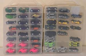 lot 151K image: K - Pair of 2-Sided 48-Car Diecast Car Storage Cases with Assorted Cars