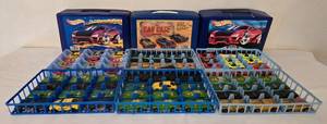 lot 153K image: K - Hot Wheels Collection with 3 Carrying Cases and 6 Racks of Cars
