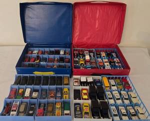 lot 154K image: K - Hot Wheels and Matchbox Car Collection in Two 48-Car Carrying Cases
