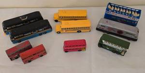 lot 155K image: K - Collection of 9 Vintage Diecast Buses and Coaches Assorted Styles