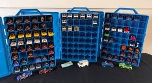lot 360L image: G - Lot of 3 Vintage Hot Wheels Carrying Cases with Assorted Die-Cast Cars